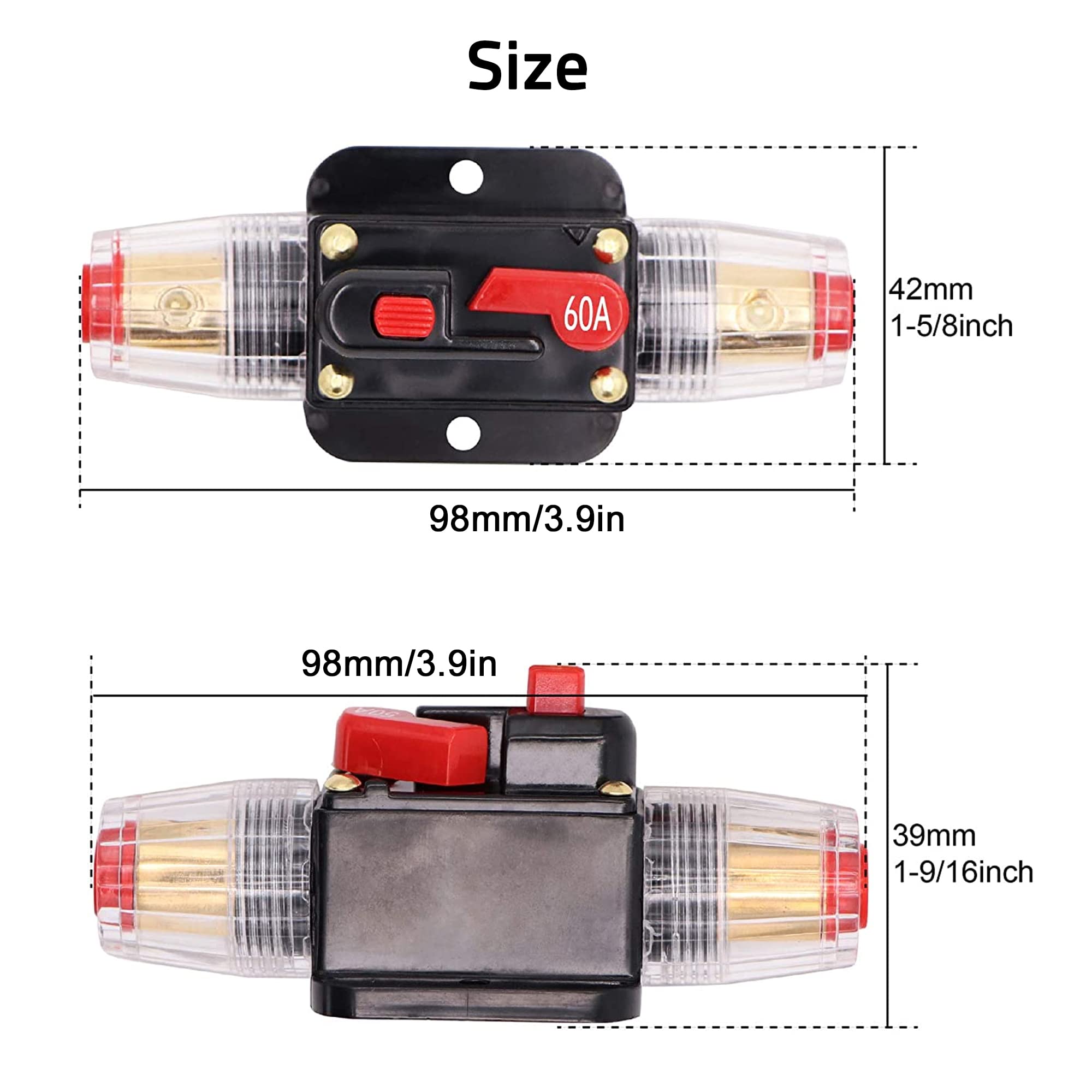 ACOPOWER 60 Amp Resettable Fuse Circuit Breaker